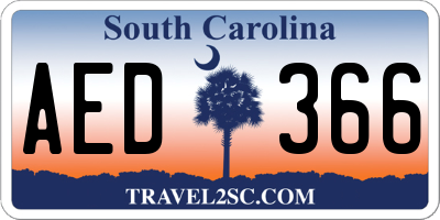 SC license plate AED366