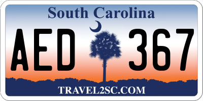 SC license plate AED367