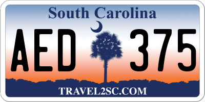 SC license plate AED375
