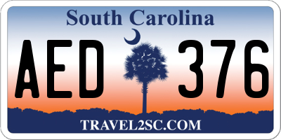 SC license plate AED376