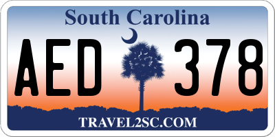 SC license plate AED378