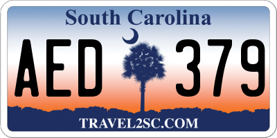 SC license plate AED379