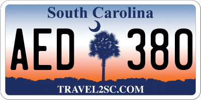 SC license plate AED380