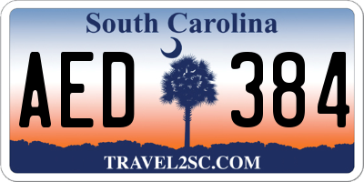 SC license plate AED384