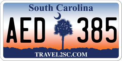 SC license plate AED385