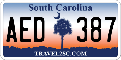 SC license plate AED387