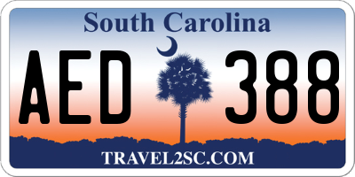 SC license plate AED388