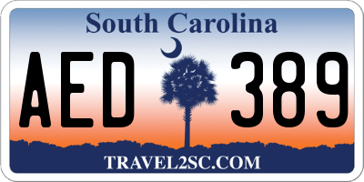 SC license plate AED389