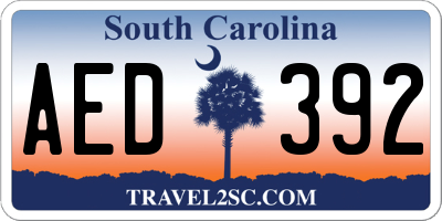 SC license plate AED392