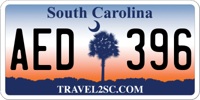 SC license plate AED396