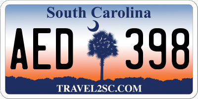 SC license plate AED398