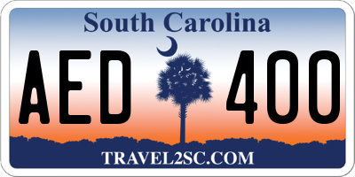 SC license plate AED400