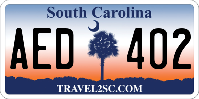 SC license plate AED402