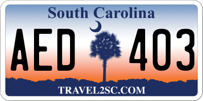 SC license plate AED403