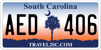 SC license plate AED406
