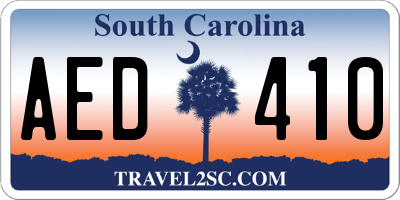 SC license plate AED410