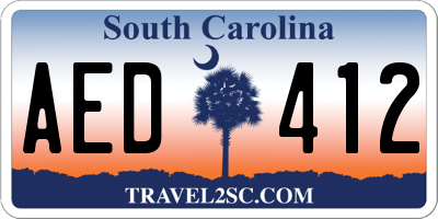 SC license plate AED412