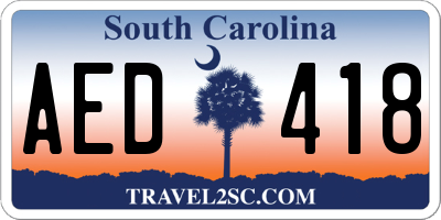 SC license plate AED418