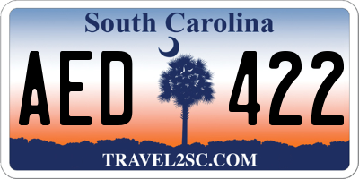 SC license plate AED422