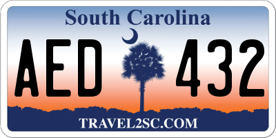 SC license plate AED432