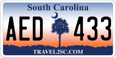 SC license plate AED433