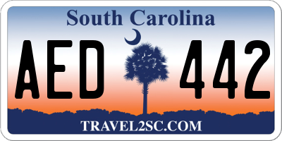 SC license plate AED442