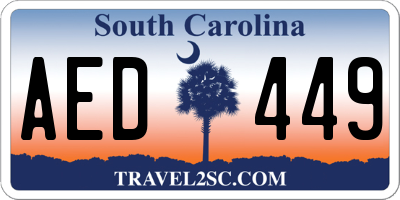 SC license plate AED449