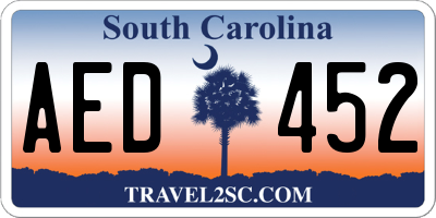 SC license plate AED452