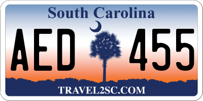 SC license plate AED455