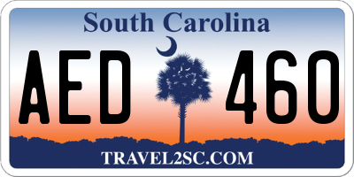 SC license plate AED460