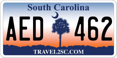 SC license plate AED462