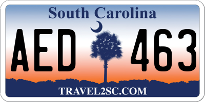 SC license plate AED463