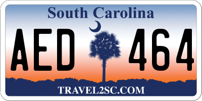 SC license plate AED464
