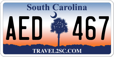 SC license plate AED467
