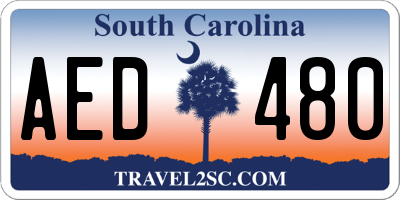 SC license plate AED480