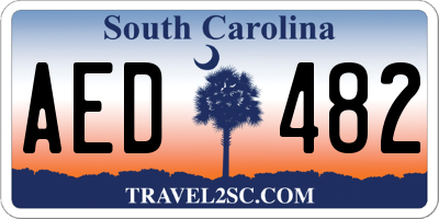 SC license plate AED482