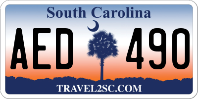 SC license plate AED490