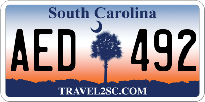 SC license plate AED492
