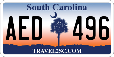SC license plate AED496