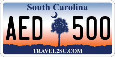 SC license plate AED500