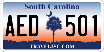 SC license plate AED501
