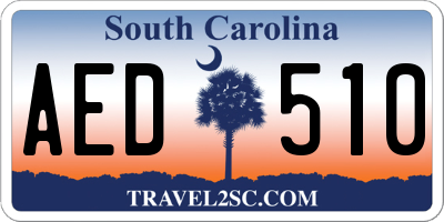 SC license plate AED510