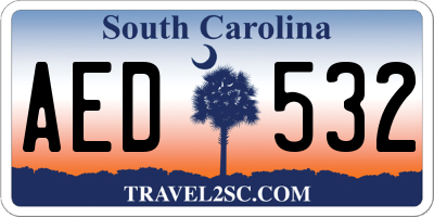 SC license plate AED532