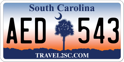 SC license plate AED543