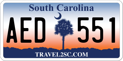 SC license plate AED551