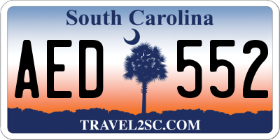 SC license plate AED552