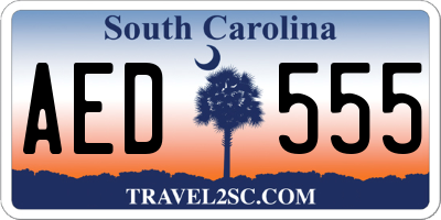 SC license plate AED555