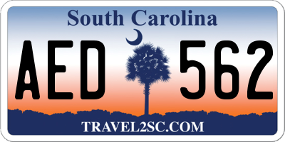 SC license plate AED562