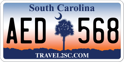 SC license plate AED568