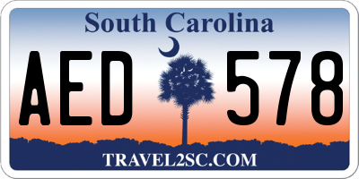 SC license plate AED578